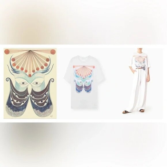 Authentic Chloe White Tunic Oversized Rithika Tee with Rithika Print Size XS NWT - Picture 8 of 8